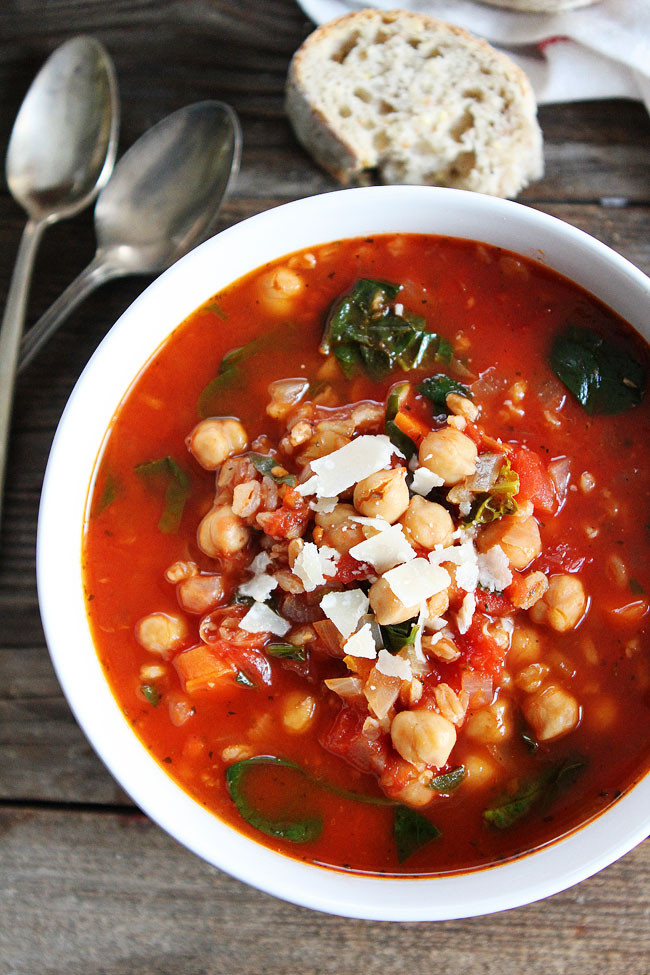 Healthy Hearty Soups
 Chickpea Farro Soup Recipe