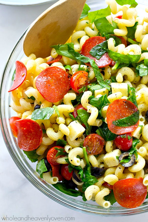 Healthy Italian Pasta Salad
 Italian Spinach Pizza Pasta Salad