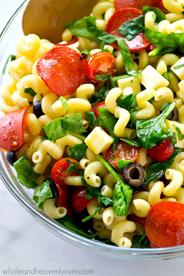 Healthy Italian Pasta Salad
 Italian Spinach Pizza Pasta Salad