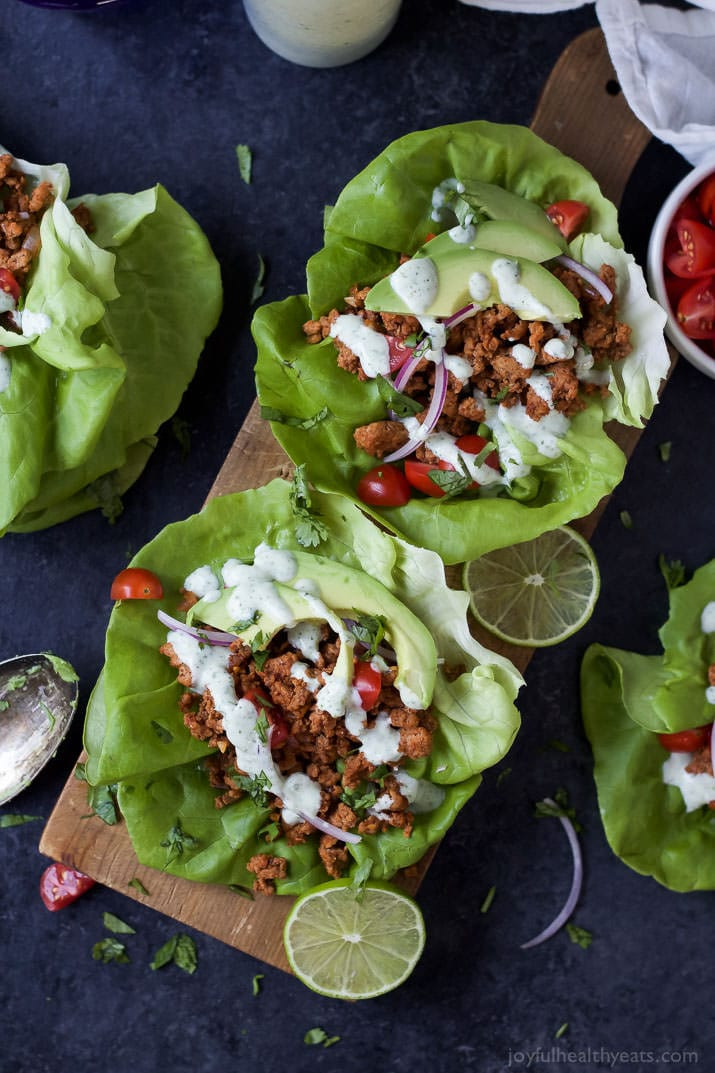 Healthy Lettuce Wraps Ground Turkey
 Ground Turkey Tacos in Lettuce Wraps with Cilantro Lime Crema