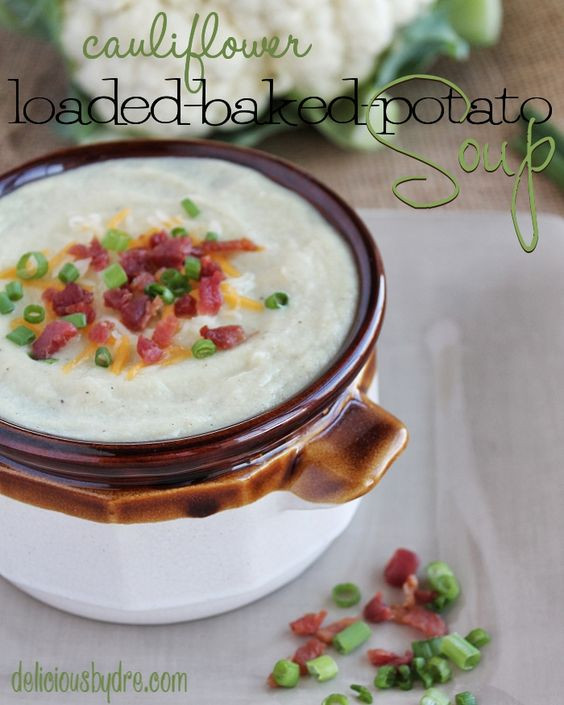 Healthy Loaded Baked Potato Soup
 healthy low carb loaded baked potato soup made with