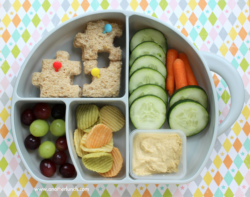 Healthy Lunches For Preschoolers
 fun preschool lunch with puzzle sandwich grapes hummus