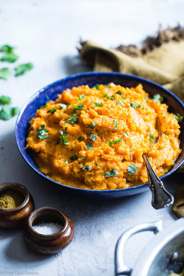 Healthy Mashed Sweet Potatoes
 Curried Savory Vegan Healthy Mashed Sweet Potatoes