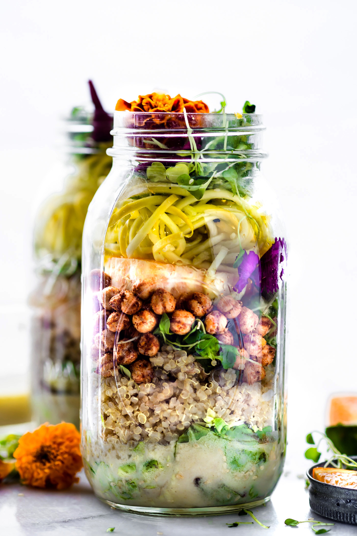 Healthy Mason Jar Salads
 Mason Jar Salads with Sesame Yogurt Dressing Ve arian