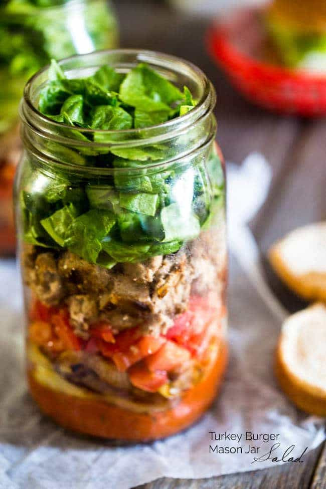Healthy Mason Jar Salads
 Turkey Burger Mason Jar Salad Recipe