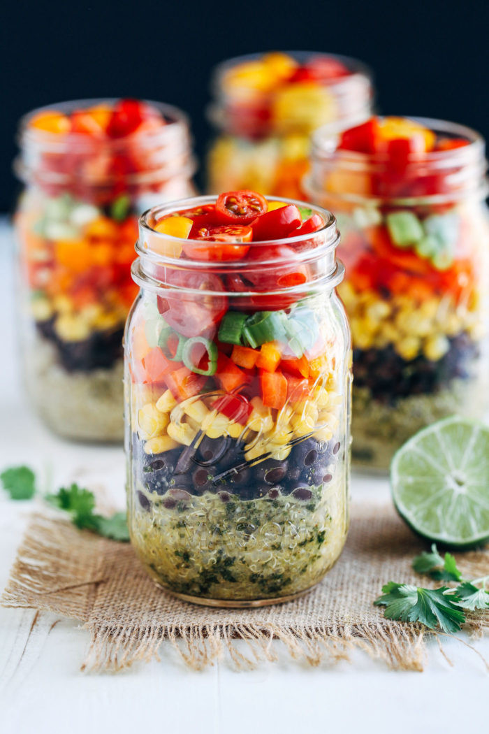 Healthy Mason Jar Salads
 Southwestern Quinoa Mason Jar Salads Making Thyme for Health