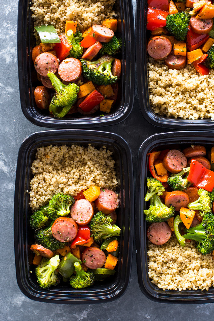 Healthy Meal Prep Dinners
 Roasted Sausage Veggies and Quinoa Meal Prep