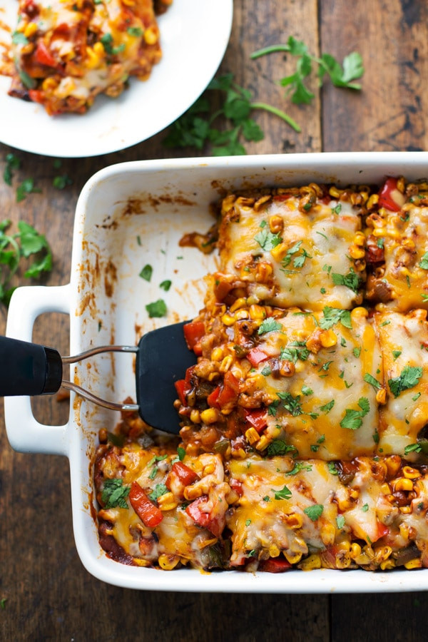 Healthy Mexican Casserole
 Healthy Mexican Casserole with Roasted Corn and Peppers