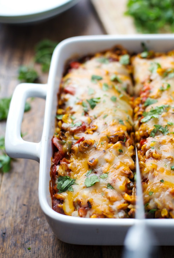 Healthy Mexican Casserole
 Healthy Mexican Casserole with Roasted Corn and Peppers