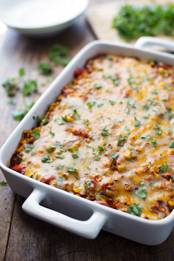 Healthy Mexican Casserole
 Healthy Mexican Casserole with Roasted Corn and Peppers