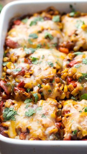 Healthy Mexican Chicken Casserole
 Healthy Mexican Casserole with Roasted Corn and Peppers