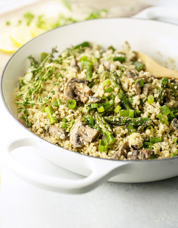 Healthy Mushroom Risotto
 Vegan Cauliflower Rice "Risotto" with Asparagus
