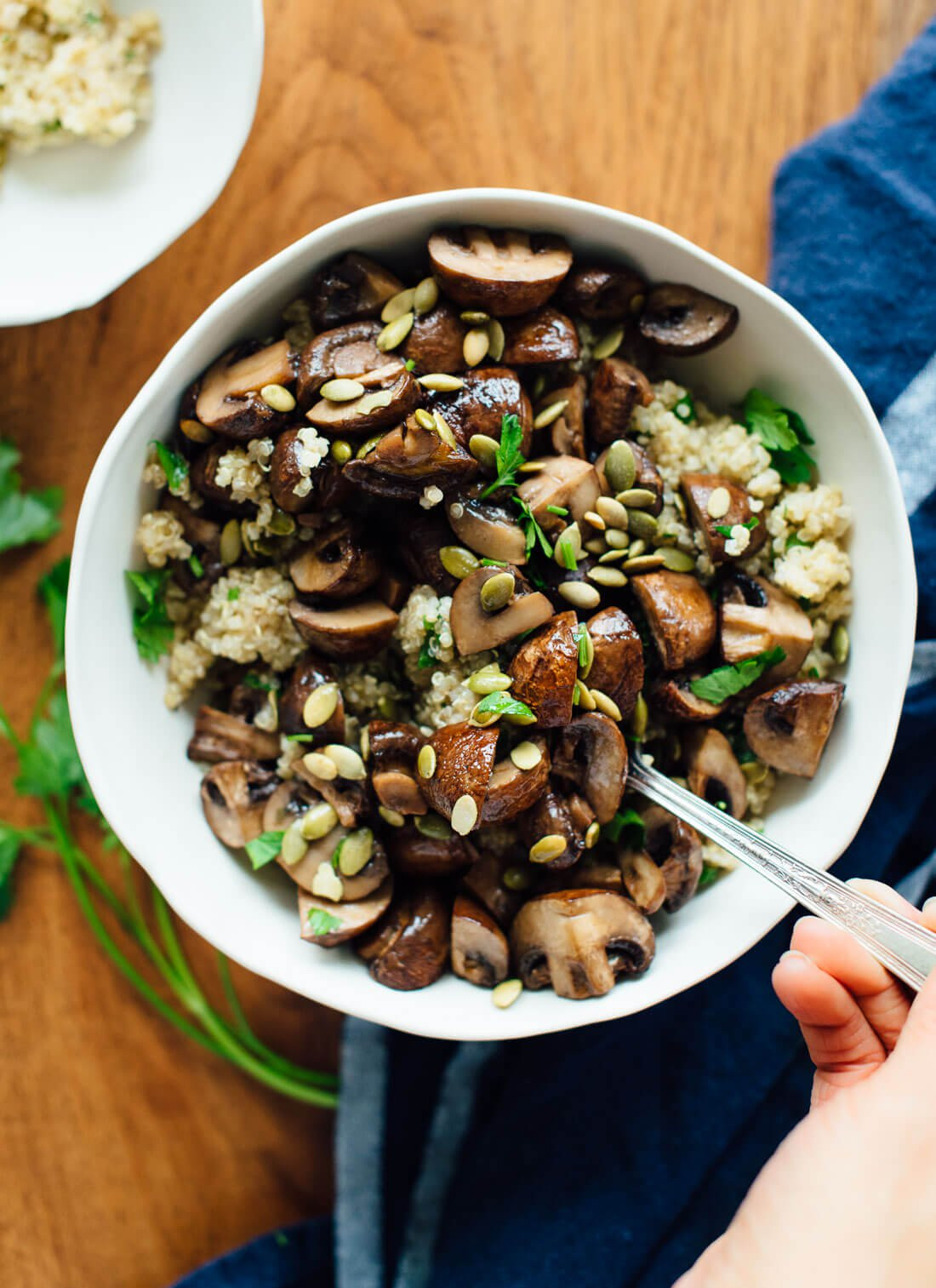 Healthy Mushroom Side Dish
 Roasted Mushrooms with Herbed Quinoa Cookie and Kate