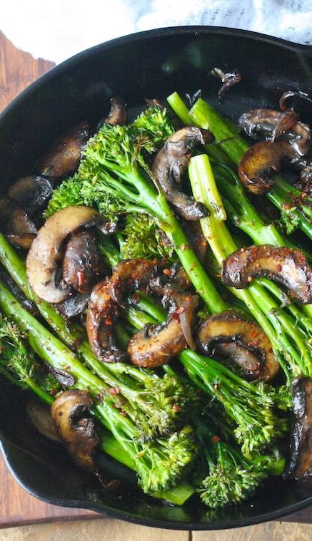 Healthy Mushroom Side Dish
 Roasted Broccolini with Mushrooms in Balsamic Sauce