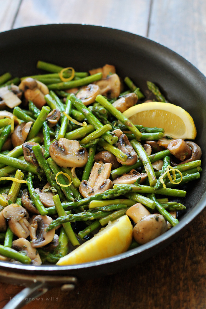 Healthy Mushroom Side Dish
 Asparagus and Mushrooms in Lemon Thyme Butter Love Grows