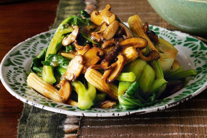 Healthy Mushroom Side Dish
 Asian greens and shiitake mushrooms