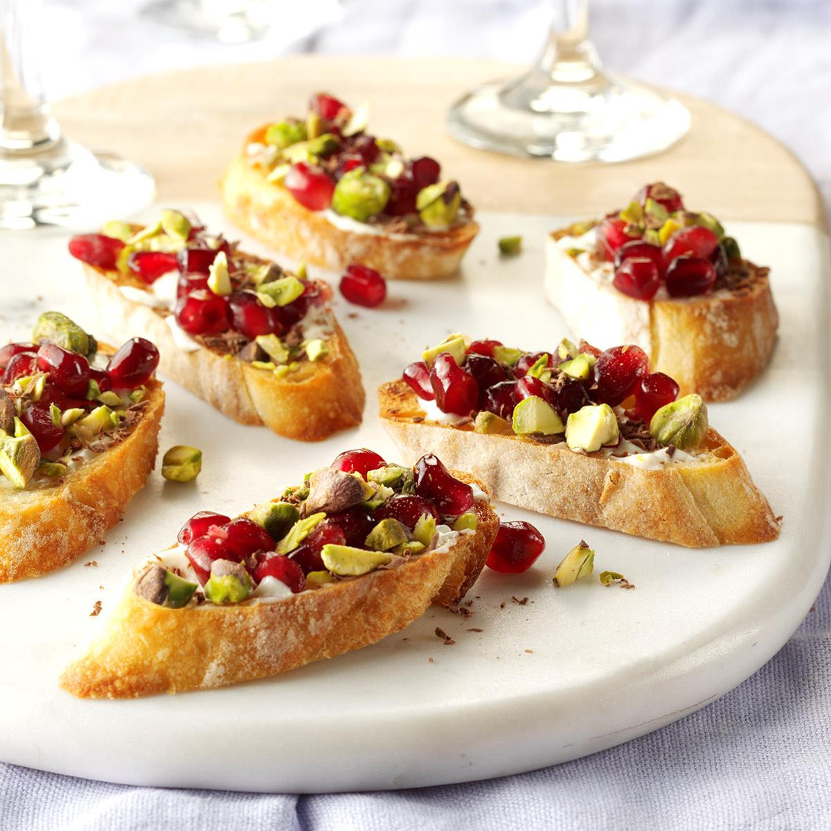 Healthy New Year'S Eve Appetizers
 Pomegranate Pistachio Crostini Recipe