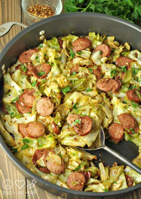 Healthy No Carb Dinners
 Fried Cabbage with Kielbasa Low Carb Paleo Gluten Free