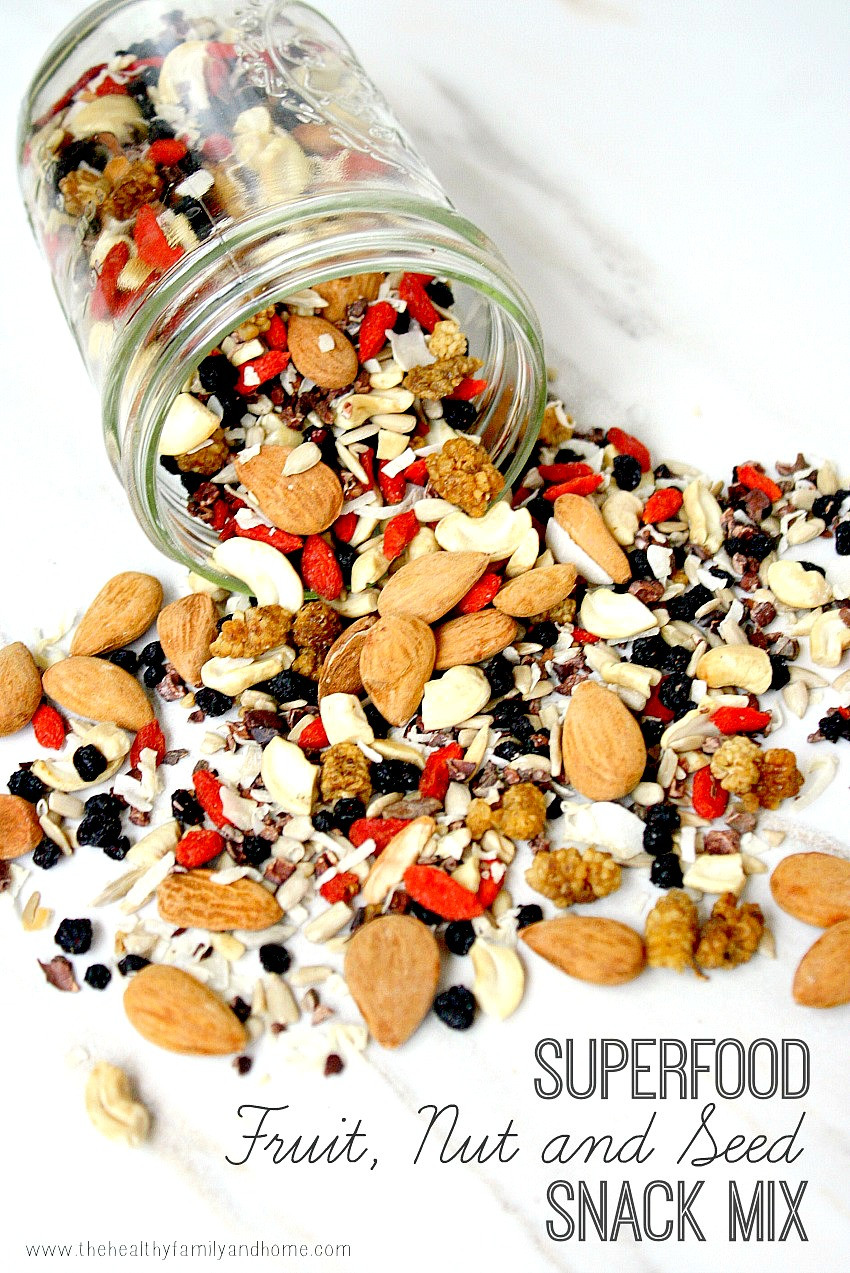 Healthy Nut Free Snacks
 Superfood Fruit Nut and Seed Snack Mix