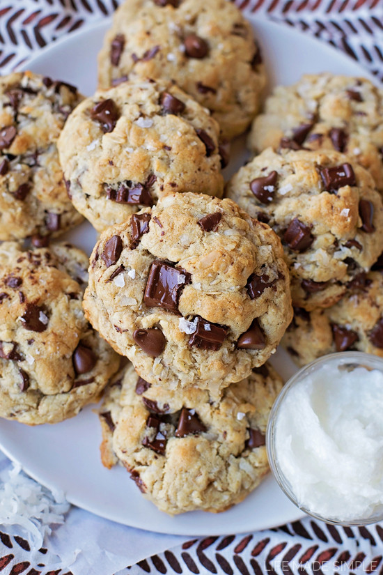 Healthy Oatmeal Cookies With Coconut Oil
 Coconut Oil Oatmeal Chocolate Chip Cookies Life Made Simple