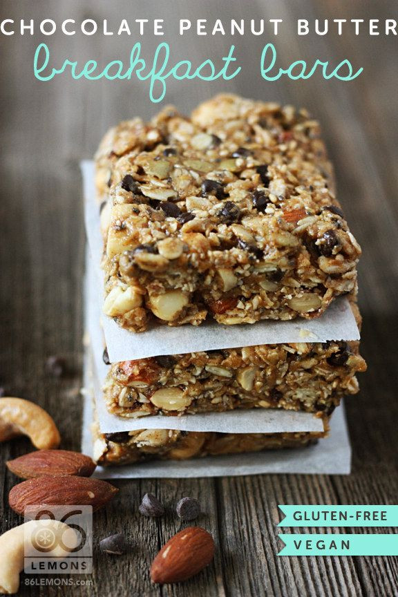 Healthy On The Go Breakfast Bars
 Chocolate Peanut Butter Breakfast Bars