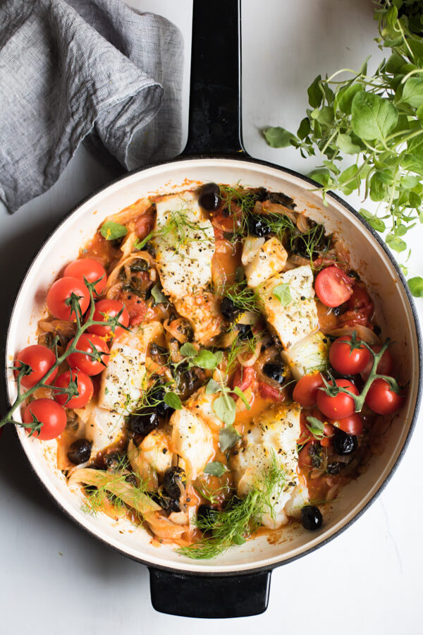 Healthy One Dish Dinners
 Easy e Pan Mediterranean Cod with Fennel Kale and