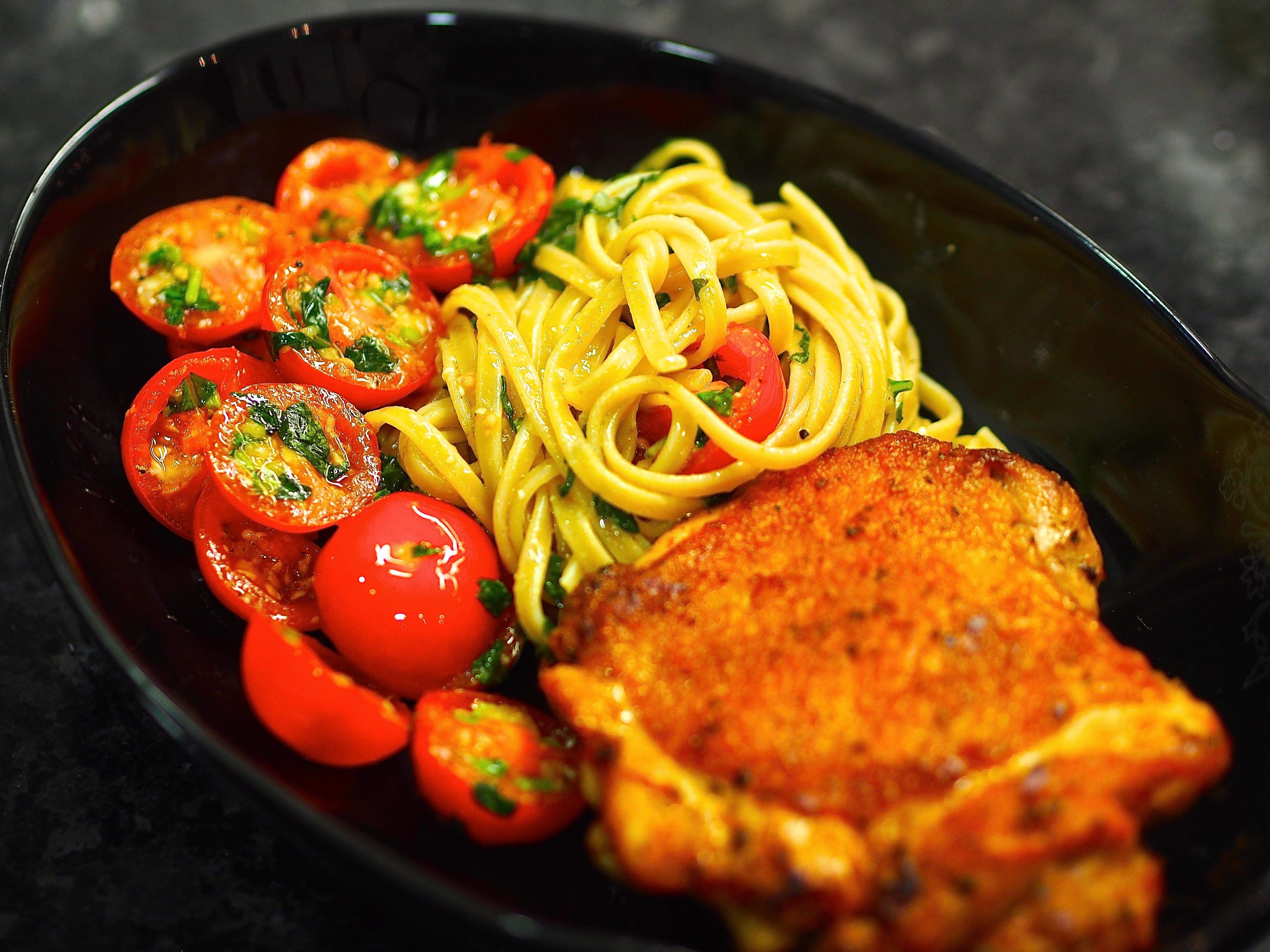Healthy Pan Fried Chicken
 Simple Summer Pasta with Pan seared Chicken