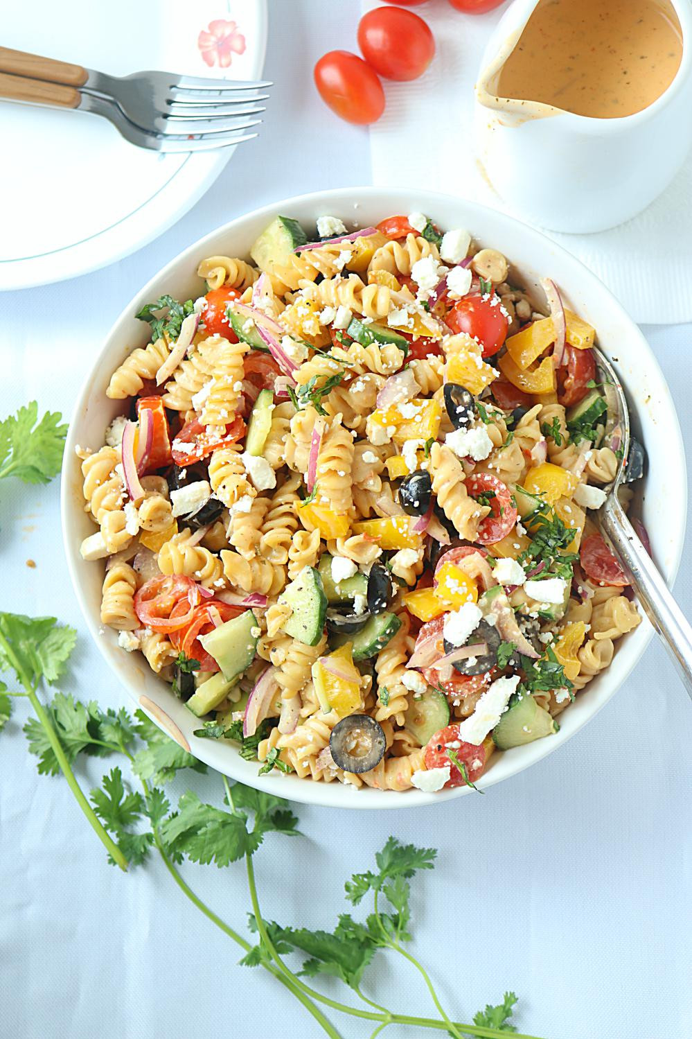 Healthy Pasta Salad
 No Cook Healthy Pasta Salad Healthy veggie pasta salad