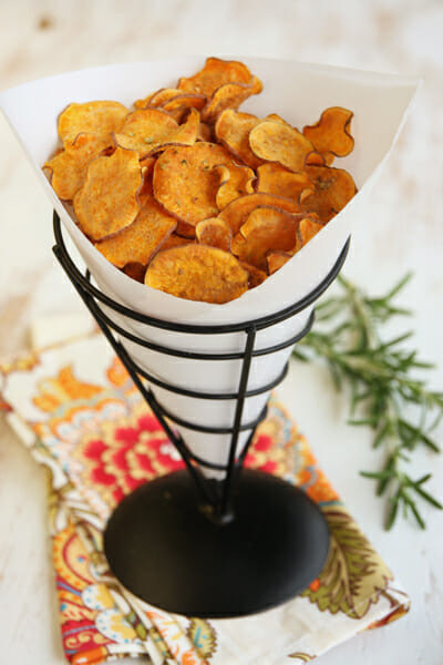 Healthy Potato Chips
 Crispy Baked Sweet Potato Chips with Rosemary Garlic Salt