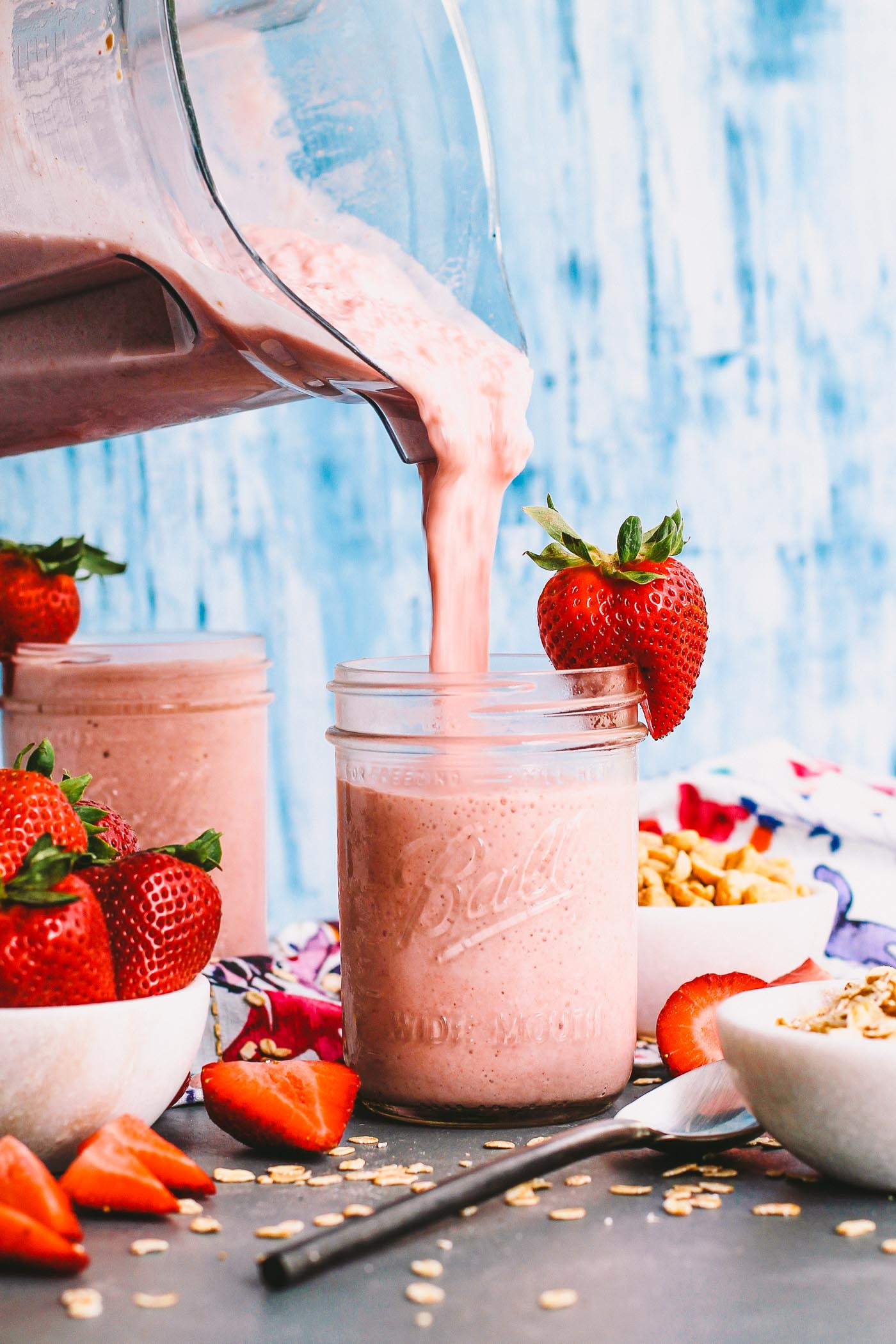 Healthy Protein Breakfast Smoothies
 strawberry pb&j protein smoothies plays well with butter