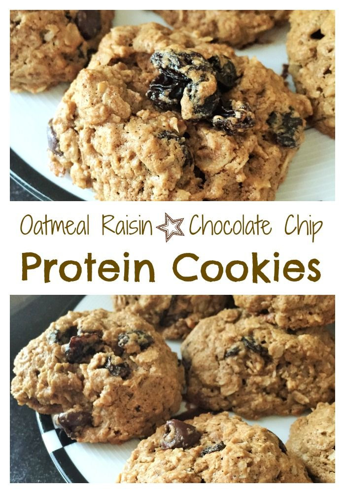 Healthy Protein Oatmeal Cookies
 Oatmeal Raisin Chocolate Chip Protein Cookies