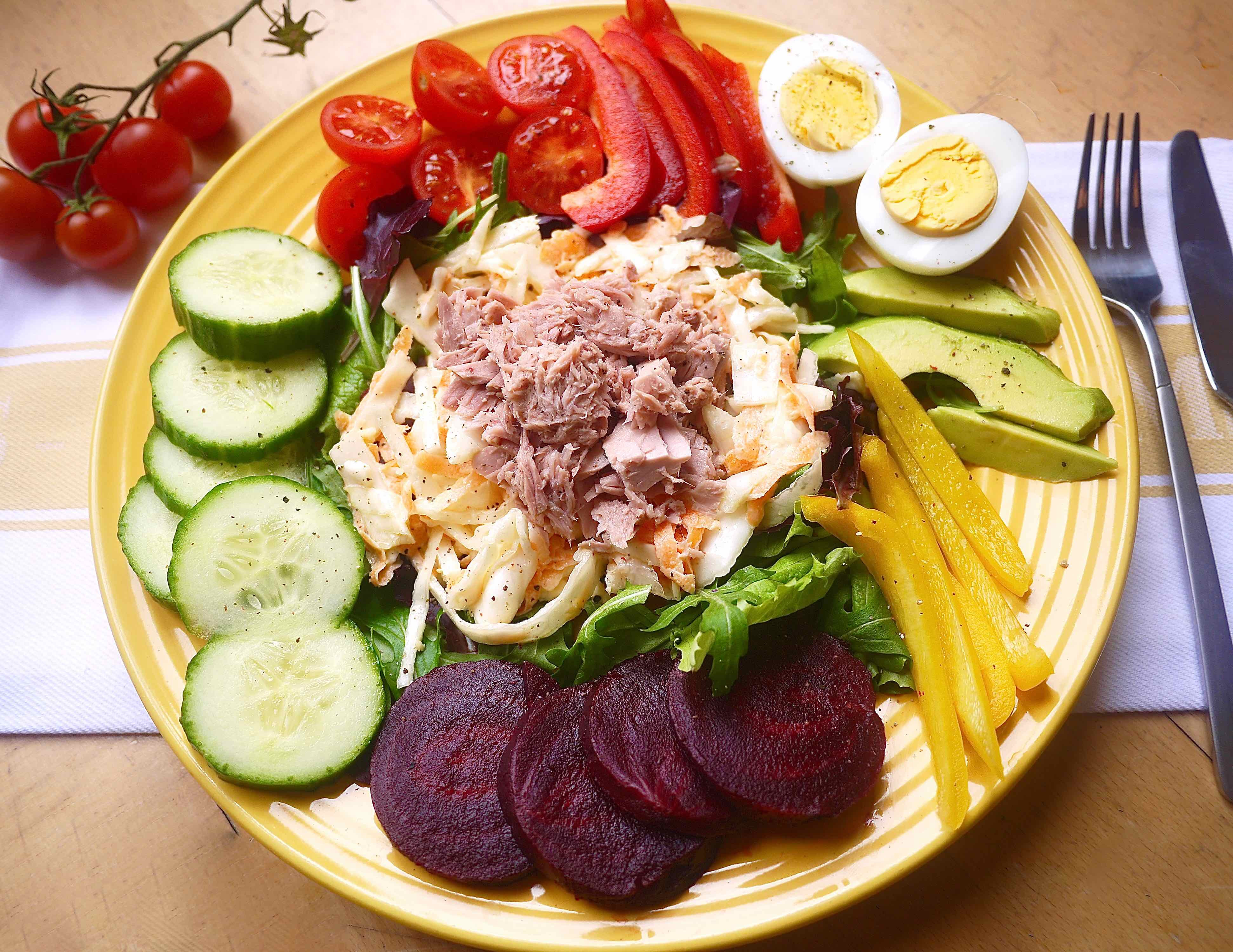 Healthy Protein Salads
 Fresh Tuna Coleslaw Protein Salad paleo GF