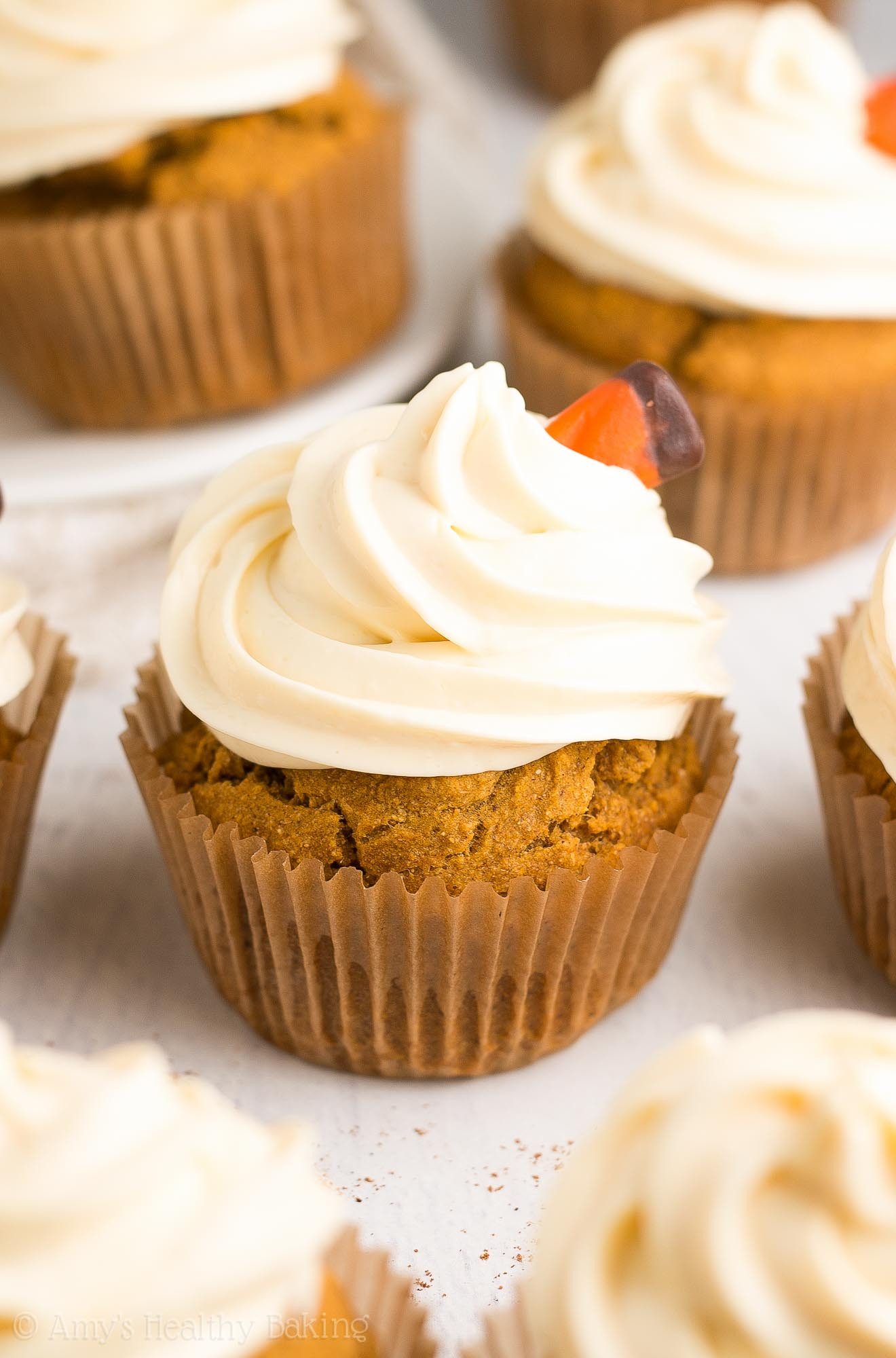 Healthy Pumpkin Cupcakes
 Healthy Pumpkin Cupcakes with Cream Cheese Frosting