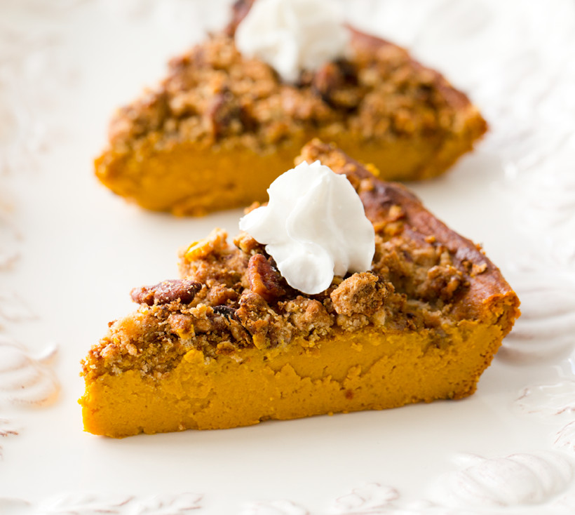 Healthy Pumpkin Pie Recipe No Crust
 Crustless Pumpkin Pie with Pecan Streusel