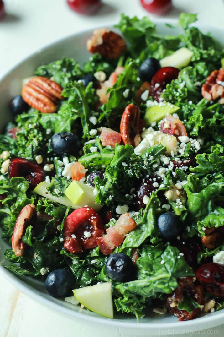 Healthy Recipes With Kale
 Cherry Summer Kale Salad with Balsamic Vinaigrette