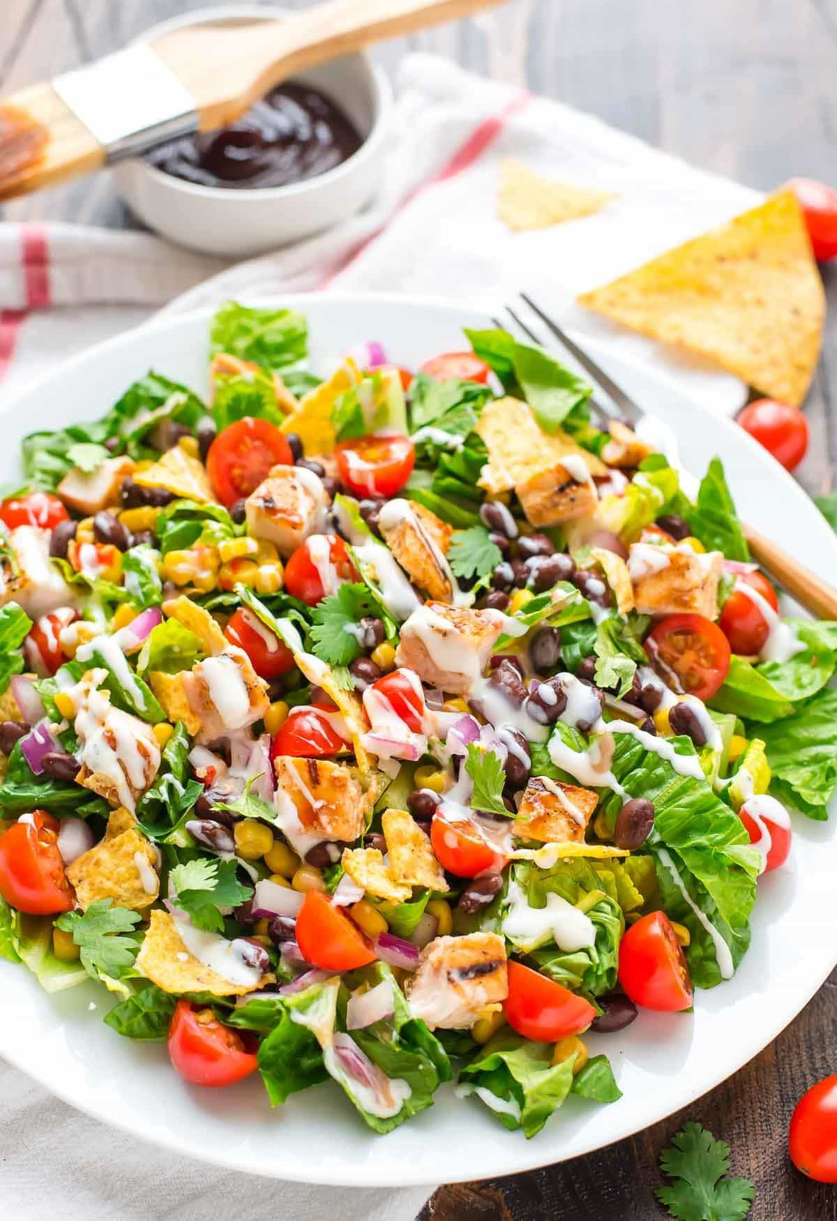 Healthy Salads With Chicken
 BBQ Chicken Salad with Creamy Ranch