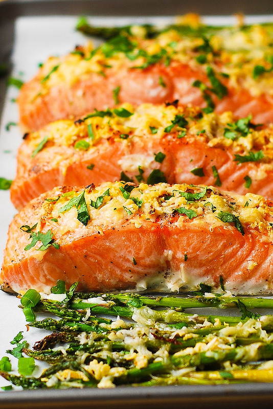 Healthy Salmon Dinner
 Garlic Parmesan Crusted Salmon and Asparagus Julia s Album