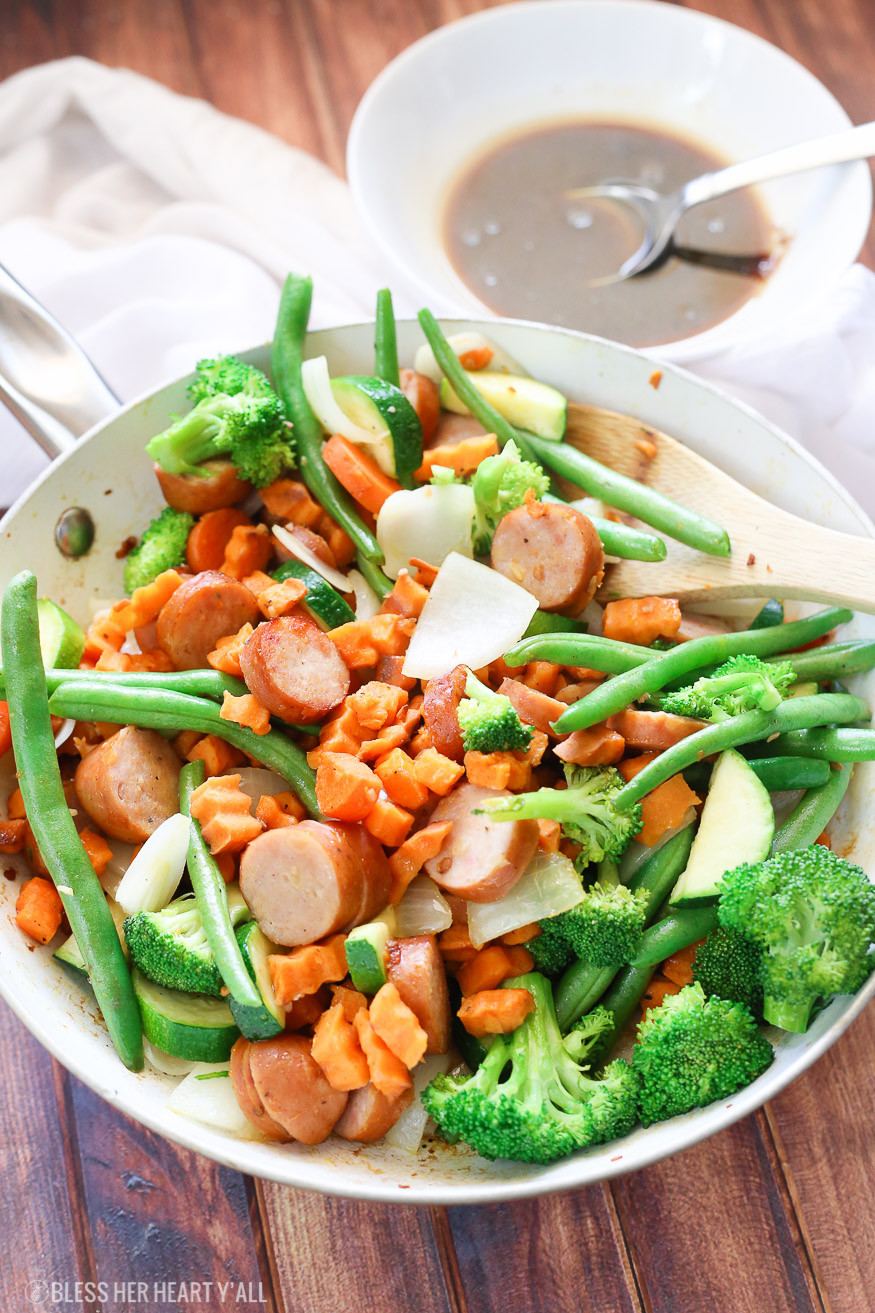 Healthy Sauces For Vegetables
 Sweet Potato Stir Fry Chicken Sausage Gluten Free