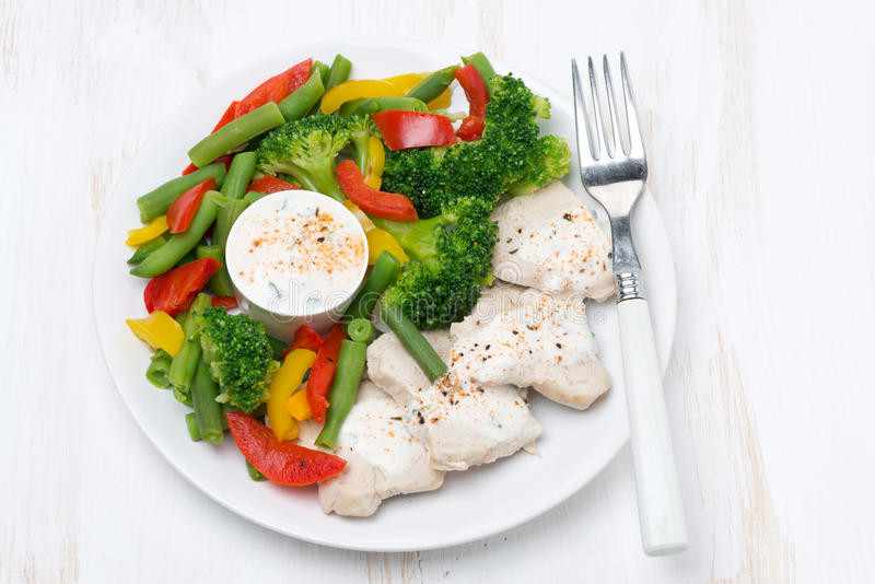 Healthy Sauces For Vegetables
 Healthy Food Chicken Steamed Ve ables And Yoghurt