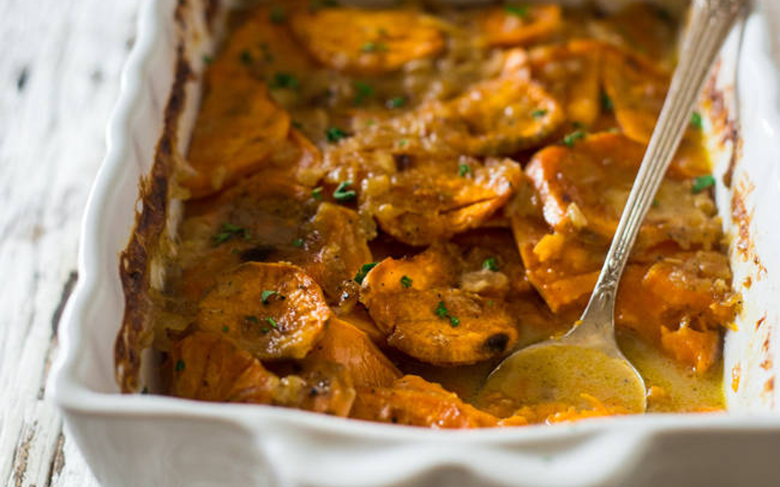 Healthy Scalloped Sweet Potatoes
 Scalloped Sweet Potatoes [Vegan Gluten Free] e Green