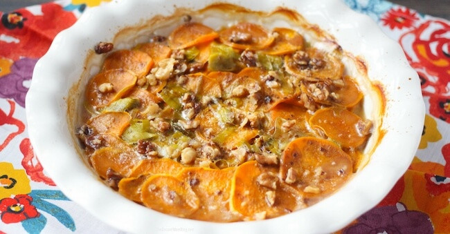 Healthy Scalloped Sweet Potatoes
 Dairy Free Scalloped Sweet Potatoes with Can d Pecans