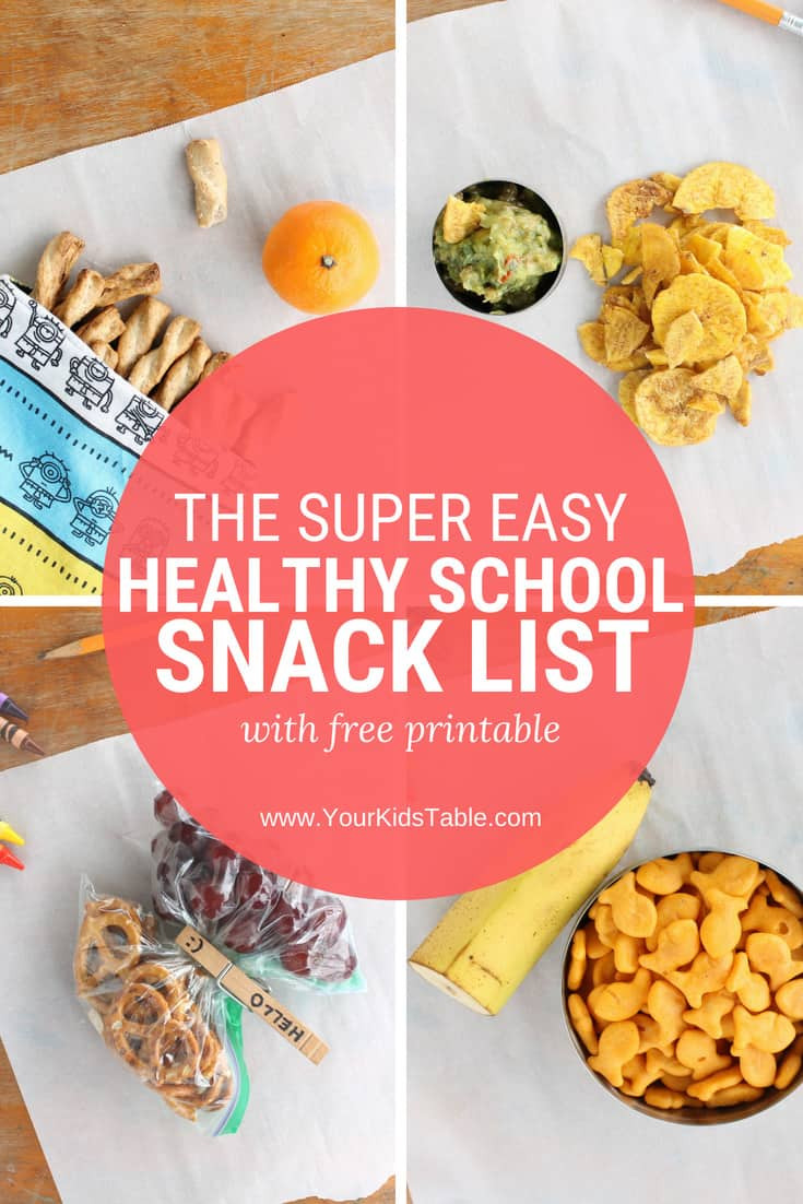 Healthy School Snacks List
 The Super Easy Healthy School Snack List with Printable