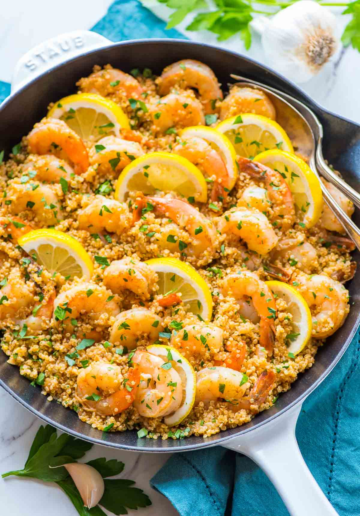 Healthy Shrimp Dinners
 Garlic Shrimp with Quinoa