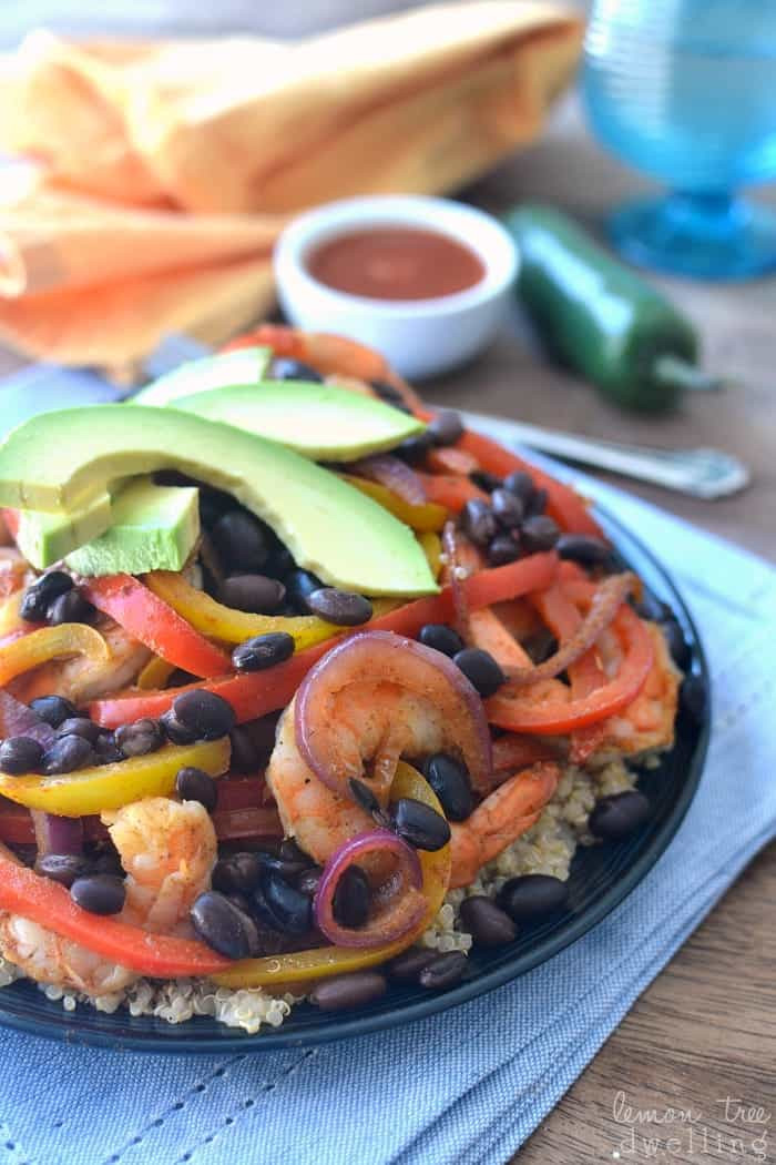 Healthy Shrimp Fajitas
 Shrimp Fajita Quinoa Bowls