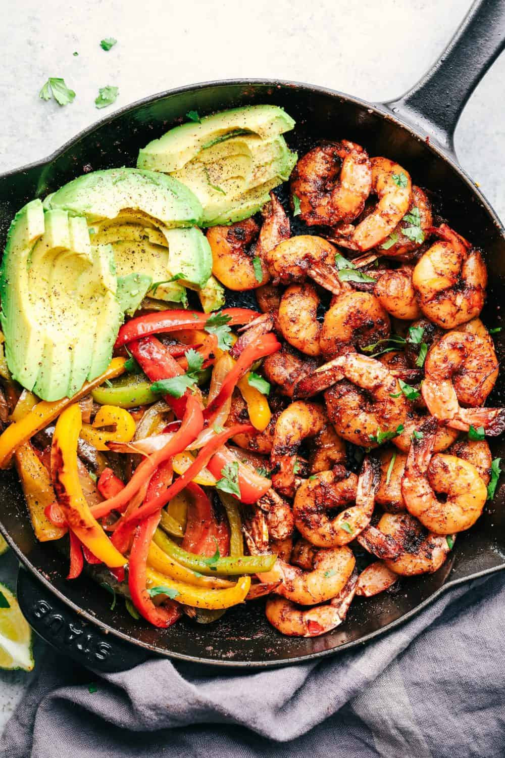 Healthy Shrimp Fajitas
 20 Minute Skillet Blackened Shrimp Fajitas