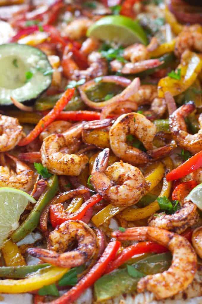 Healthy Shrimp Fajitas
 Sheet Pan Chili Lime Shrimp Fajitas