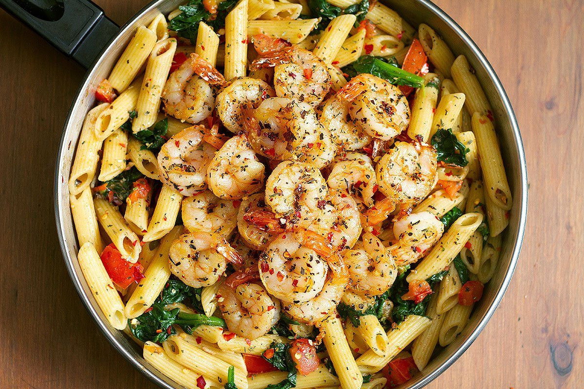 Healthy Shrimp Pasta
 Shrimp Pasta Recipe with Tomato and Spinach — Eatwell101