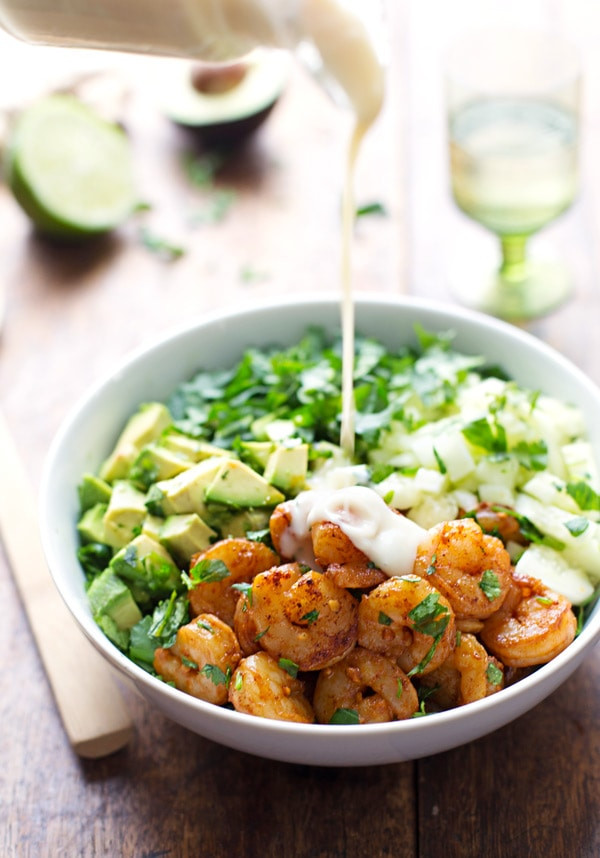 Healthy Shrimp Salad
 Shrimp and Avocado Salad with Miso Dressing Recipe Pinch