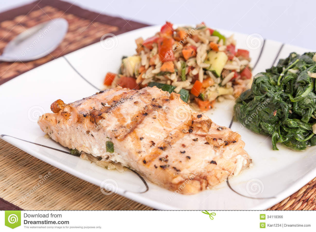 Healthy Side Dishes For Fish
 Delicious Grill Salmon With Side Dishes Stock