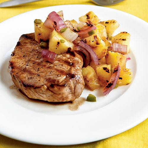 Healthy Side Dishes For Pork Chops
 Pan Grilled Pork Chops with Grilled Pineapple Salsa